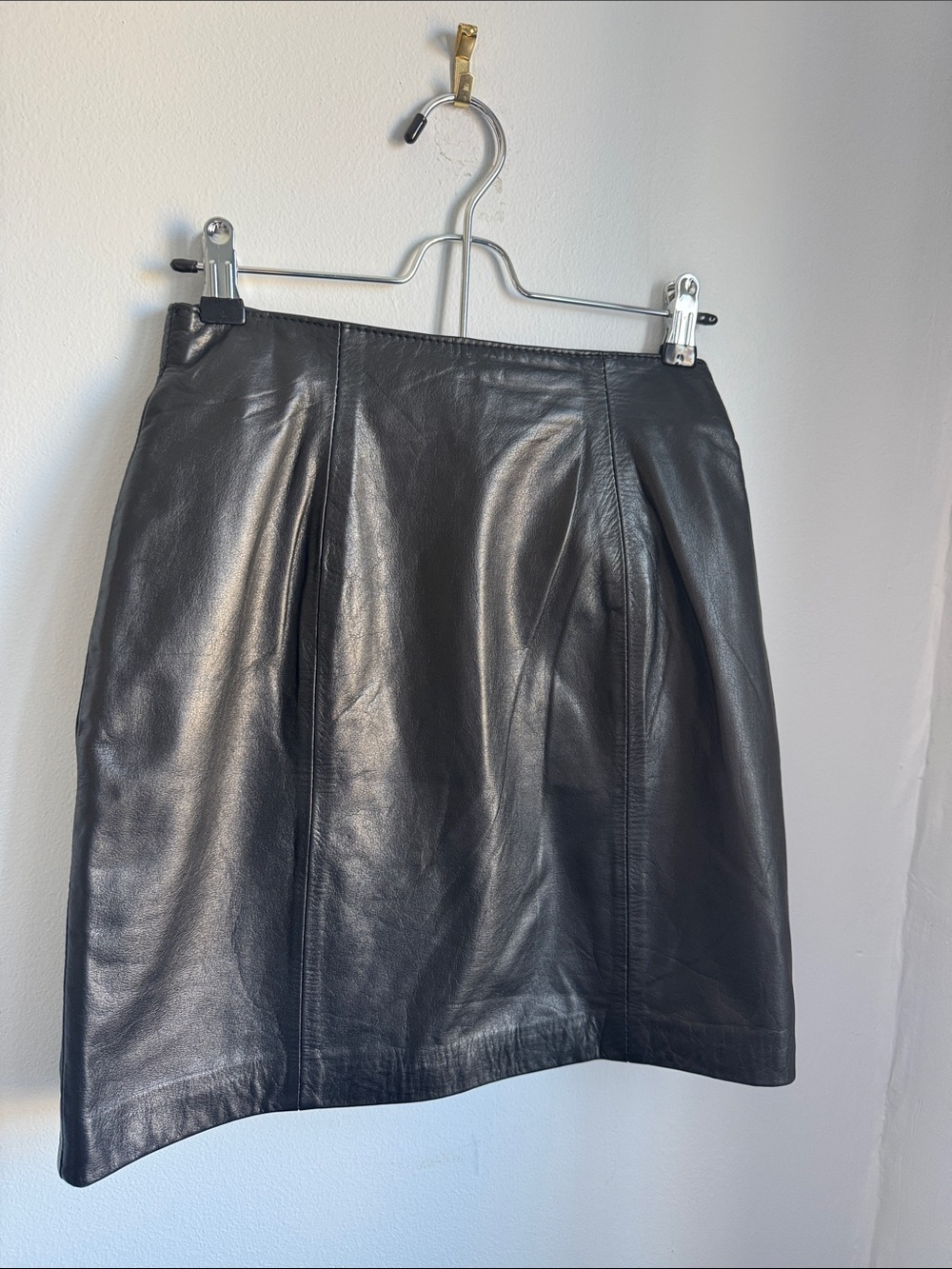 Vintage Tannery West Black Leather Mini Skirt
